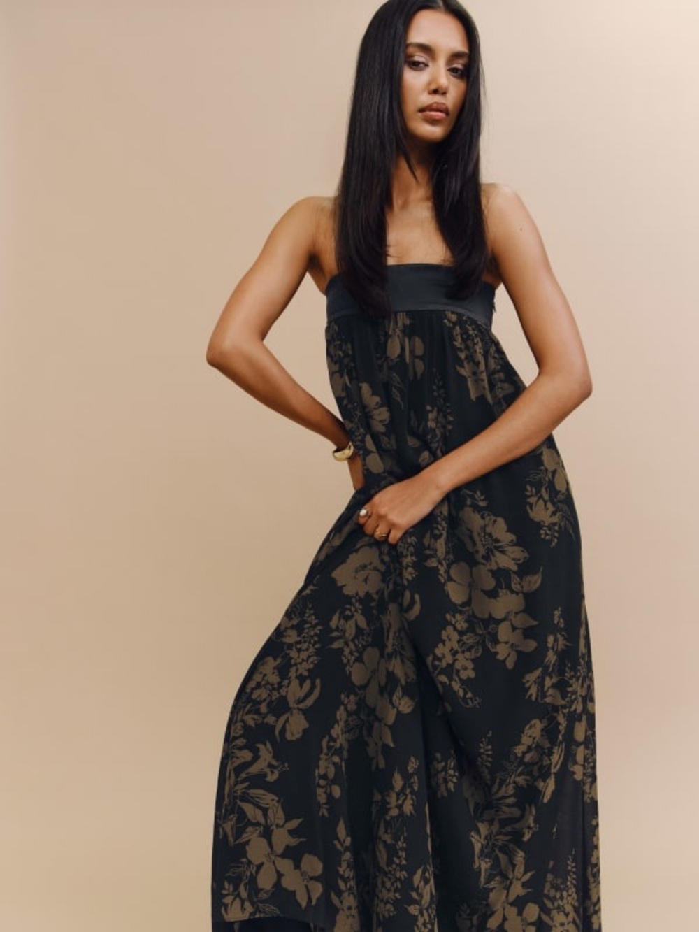 Reformation Maribelle Strapless Black Floral Maxi Dress Night Garden Sz 0 - Picture 2 of 14